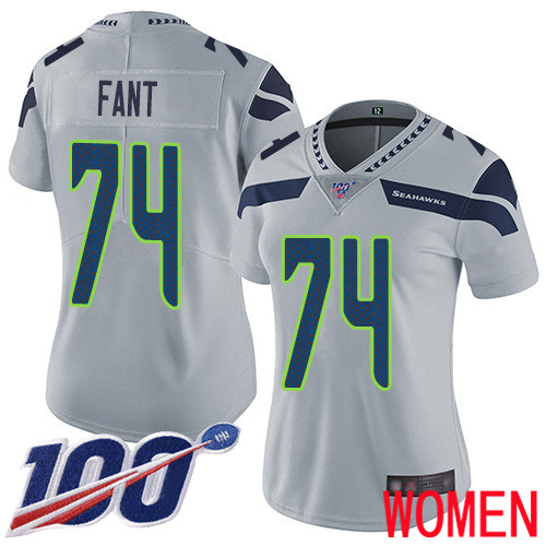 Seattle Seahawks Limited Grey Women George Fant Alternate Jersey NFL Football #74 100th Season Vapor Untouchable